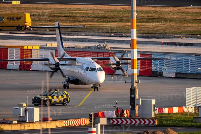 Private Wings airline, Dornier 328-110, D-CAWA, at Cologne-Bonn airport, after landing, taxiway to parking position, North Rhine-Westphalia, Germany