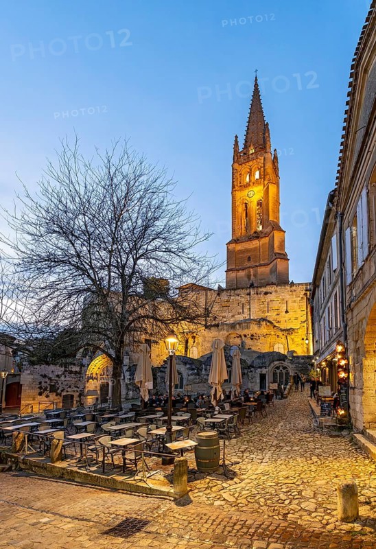 Place de l'Eglise Monolithe with Monolithic Church of Saint-Emilion, France