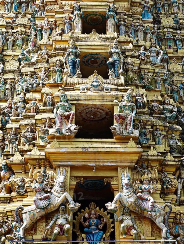 Close-up of the Hindu Sri Muthumariamman Temple, Matale, Central Province, Sri Lanka