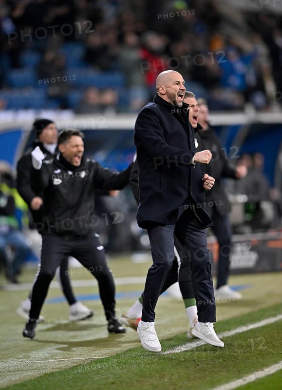 Goal celebration Coach Christian Ilzer TSG 1899 Hoffenheim Gesture Gesture Europa League, PreZero Arena, Sinsheim, Baden-Württemberg, Germany