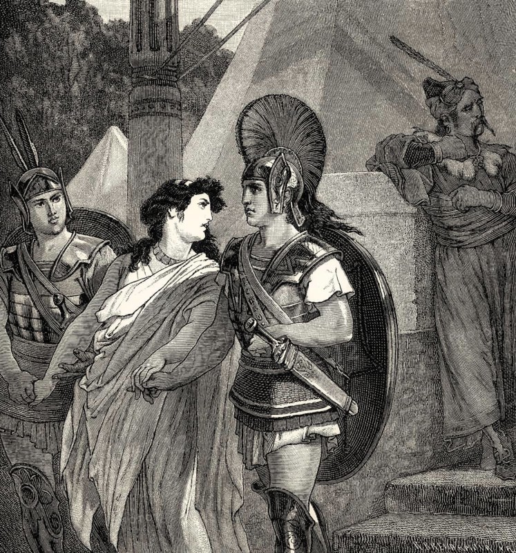 ACT V, SCENE VI., Thoas and Iphigenia, scene from Iphigenia in Tauris, Johann Wolfgang von Goethe