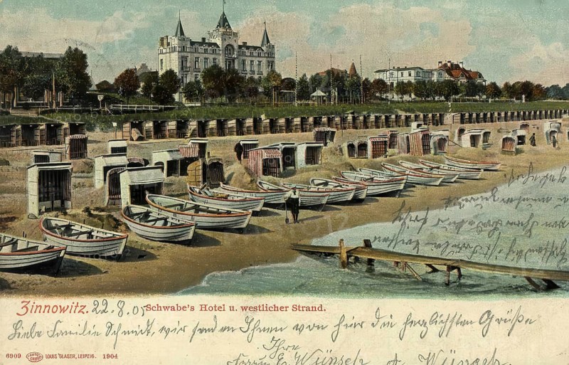 Historical postcard, picture postcard, Baltic resort Zinnowitz on Usedom, Mecklenburg-Vorpommern, Germany, digitally enhanced reproduction of an original from around 1900, picture postcard