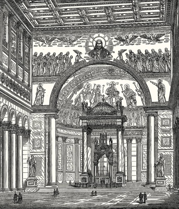 Interior view of St Paul's Church outside the walls, Rome, Italy