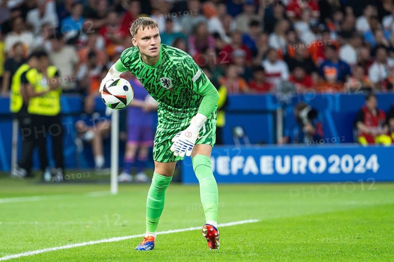BERLIN, GERMANY - JULY 6, 2024: Euro 2024 quarterfinal match Nederlands vs Turkey (Turkiye) 2:1. Goalkeeper Bart Verbruggen