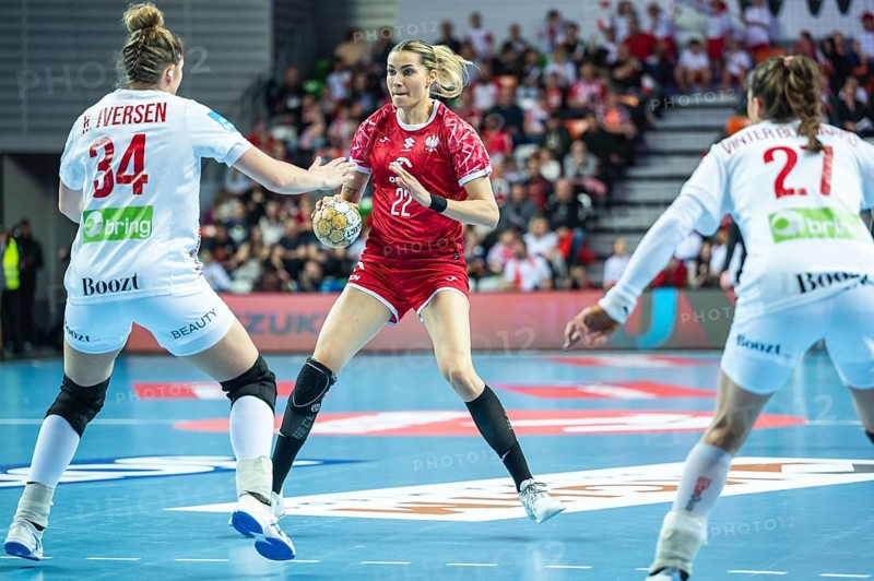 LUBIN, POLAND - FEBRUARY 28, 2024: qualifications for the European Championships handball women's match between national teams Poland and Danmark. In action Rosiak Aleksandra.