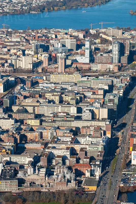 Architecture, Office buildings, Office building, Aerial view, Alster, City, City South, Industry, Hammerbrook, Hamburg
