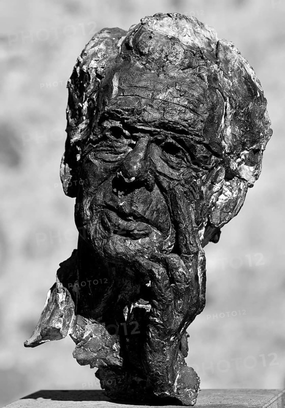 Portrait head Horst-Eberhard Richter by Thomas Duttenhoefer, bronze, Giessen Heads, Giessen New Palace, Hesse, Germany
