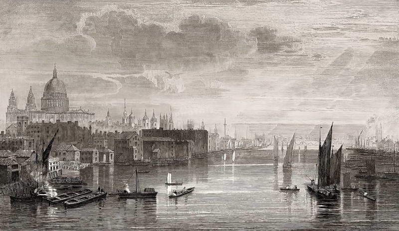 Panorama of Old London seen fromn Blackfriars Bridge