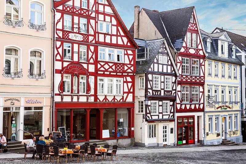 Old Market, Hachenburg, Westerwaldkreis in Rhineland-Palatinate, Germany