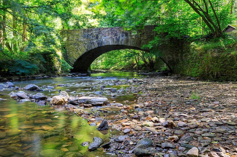 Historic salt bridge over Bobritzsch, Krummenhennersdorf, Halsbrücke, Saxony, Germany