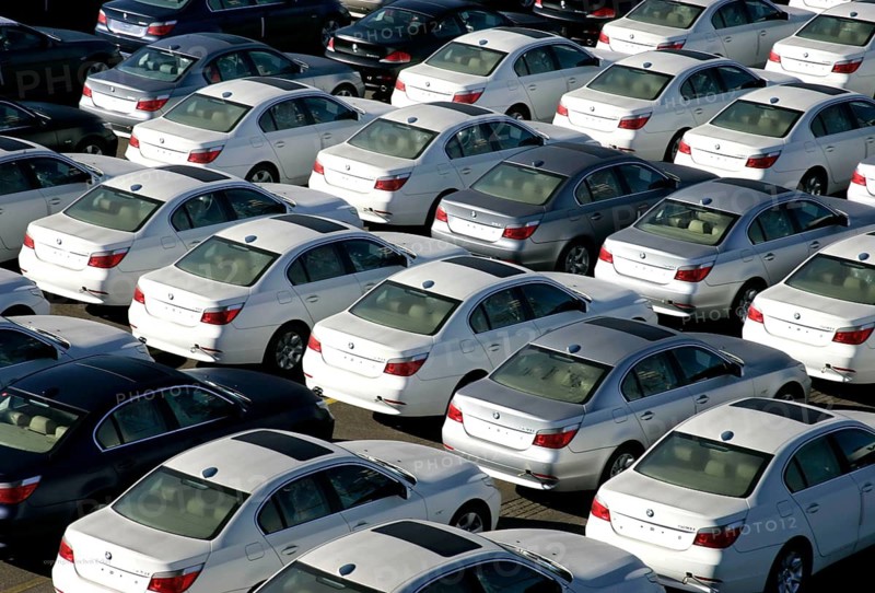 BMW cars await export at the port of Bremerhaven, Germany, Bremerhaven, Germany