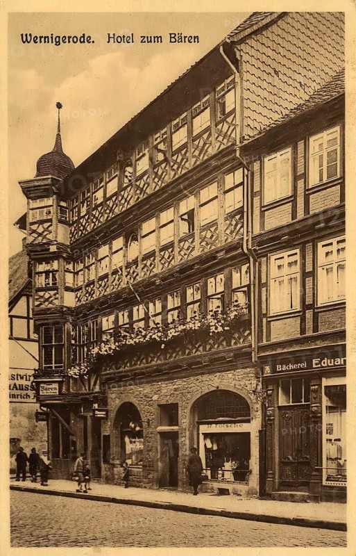Historical postcard, picture postcard, Hotel zum Bären in Wernigerode, Saxony-Anhalt, Germany, digitally enhanced reproduction of an original from around 1900, picture postcard