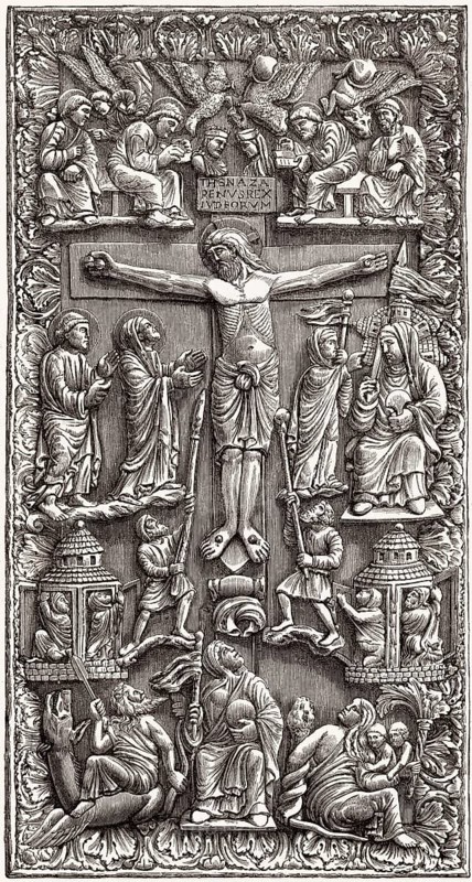Verzierter Elfenbeineinband eines christlichen Buches