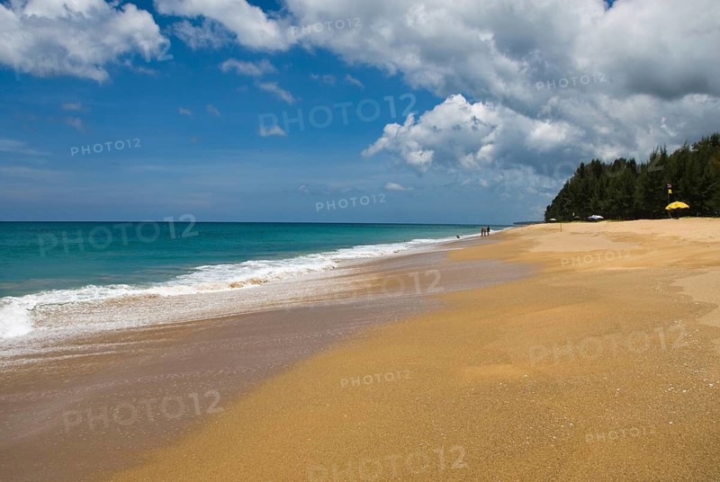 Mai Khao Beach in the north of the Thai holiday island Phuket, Thailand, Siam, Asia, Southeast Asia, beach, sandy beach, island, holiday paradise, blue sky