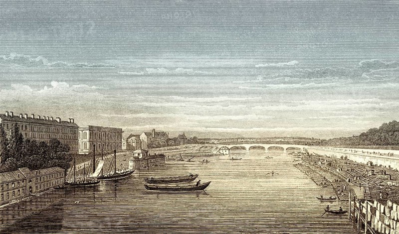 Pont Louis XVI, Pont de la Concorde, Paris, antique steel engraved print, 1831