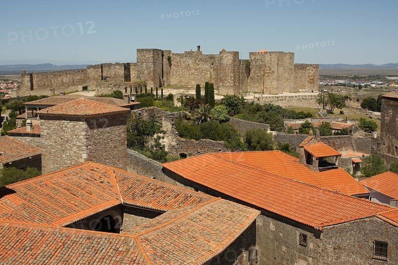 Cityscape with Castillo, Castle, Trujillo, Extremadura, Spain
