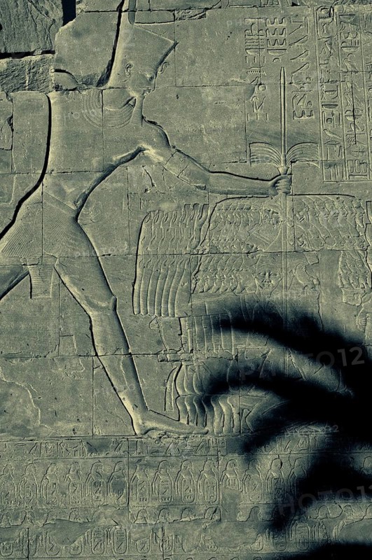 Luxor, Egypt. February 11th 2009 Egyptian Pharaonic stone relief, ancient Nile side ruins in Luxor, Egypt