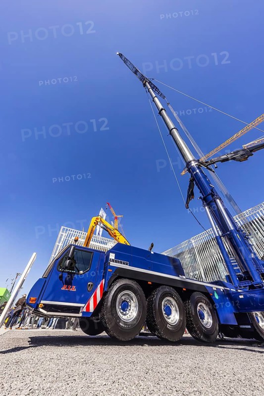 Mobile crane Liebherr Ltm 1650-8.1. BAUMA Munich, 34th World's Leading Trade Fair for Construction Machinery, Building Material Machines, Mining Machines, Construction Vehicles and Construction Equipment. In 2025, the trade fair will attract around 600, 000 visitors from more than 200 countries and regions and 3601 exhibitors. Open-air area with exhibits from Liebherr. Munich, Bavaria, Germany