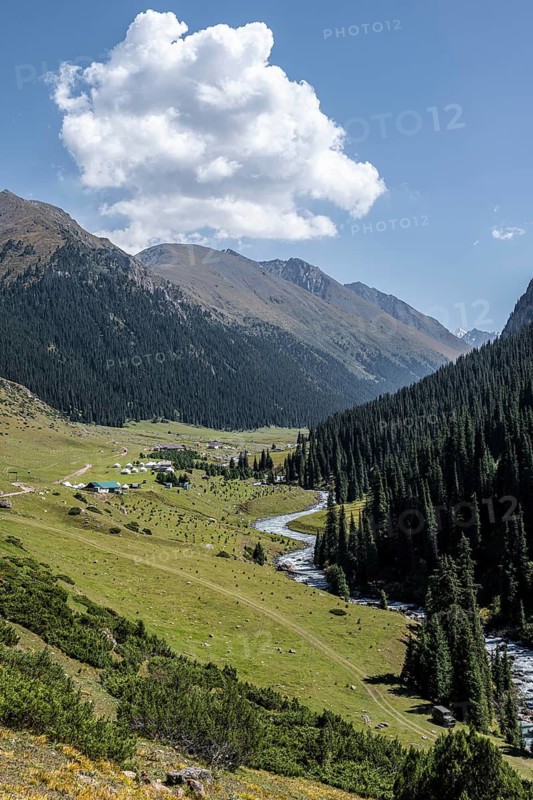 Mountain valley near Altyn Arashan, Kyrgyzstan