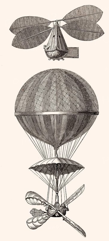 Ballonfahrt in Paris am 2. März 1784 in einem Wasserstoffgasballon, Pierre Nicolas Blanchard, 1753-1809