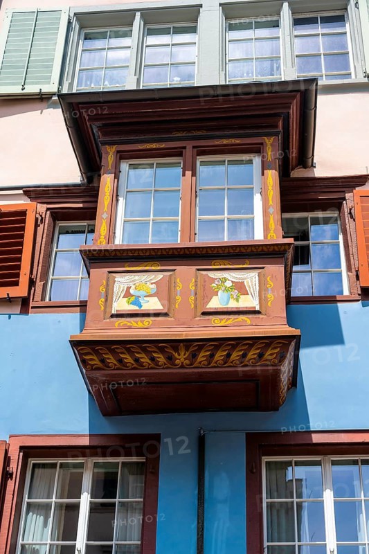 Bay window in the old town, Zurich, Switzerland