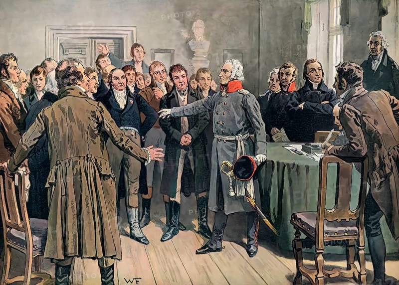 Graf Yorck von Wartenburg addressing the East Prussian Estates on 5 February 1813, Graf Yorck von Wartenburg in der Versammlung der ostpreußischen Stände zu Königsberg am 5. Februar 1813, historisches Bild von W. Friedrich