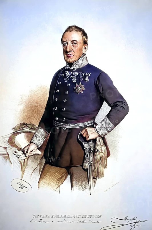 Vincenz Freiherr von Augustin (born 27 March 1780 in Pest, died 6 March 1859 in Vienna) was an Austrian military engineer, Historical, digitally restored reproduction from a 19th century original, Record date not stated