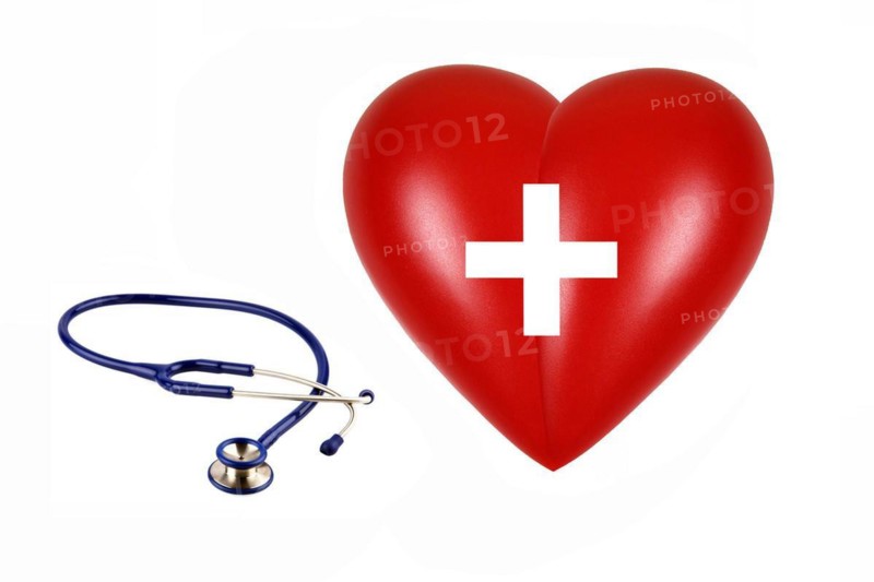Red heart, organ, body part, stethoscope, examination, studio