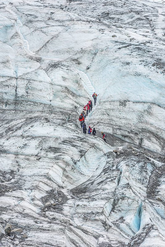 Group of walkers on glacier, Fox Glacier, Westland National Park, South Island, New Zealand