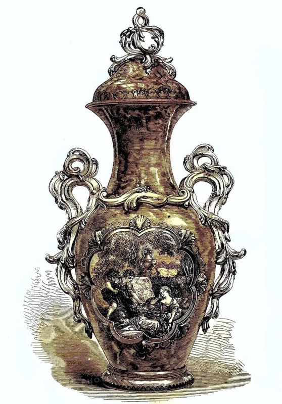Chelsa vase, silver vase after a model by John Flaxman, 1807, England, Historic, digitally restored reproduction of an original 19th century pattern, exact original date unknown
