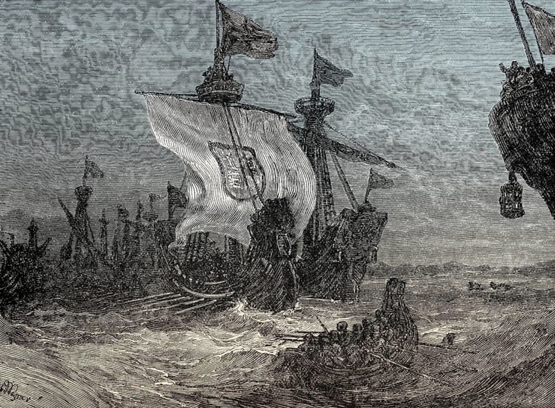The Battle of Damme on 30 May and 31 May 1213, Anglo-French War, From British Battles on Land and Sea, by James Grant