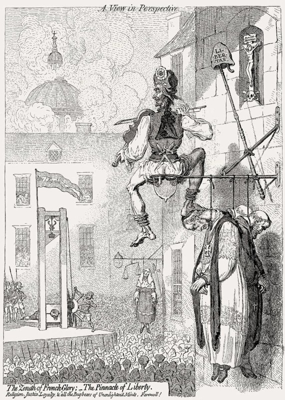 Caricature on the execution of Louis XVI, the Zenith of French Glory, James Gillray, 1793