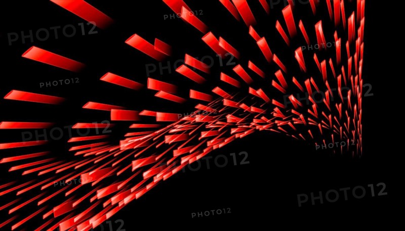 Dynamic red light pattern against a black background creating a sense of motion. This abstract design features glowing red elements in a captivating geometric arrangement