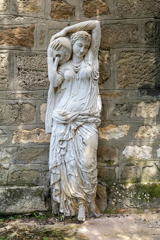 Replica of classical sculpture of a woman, Apollonia Archaeological Park, Pojan, Albania, Unesco World Heritage site