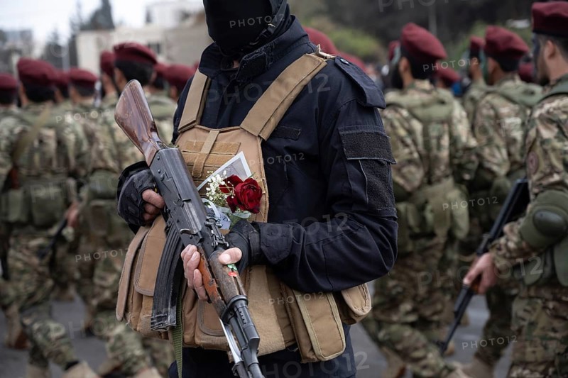 Damascus, Syria. December 8th 2025. The Syrian transitional government army stages a military parade at Umayyad Square as part of the Liberation Day anniversary, Damascus, Syria