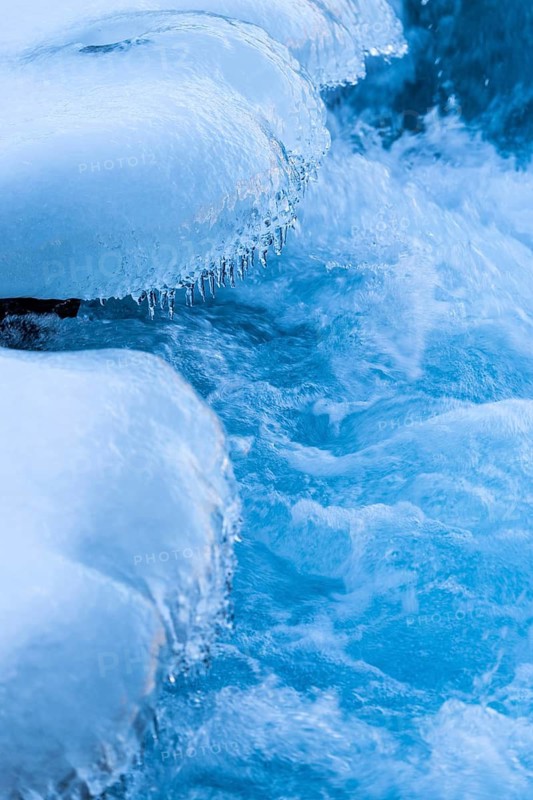 Ice in the river, Brúarfoss, waterfall, snow, winter, Golden Circle, Iceland, Scandinavia