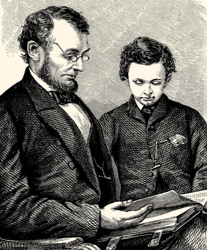 Abraham Lincoln, 1809-1865, President of the United States of America, with his youngest son, Thomas Tad Lincoln III, 1864