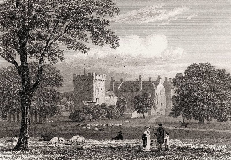 Drum Castle near Drumoak, Aberdeenshire, Scotland, 19th century, from Modern Athens by Th. H. Shepherd