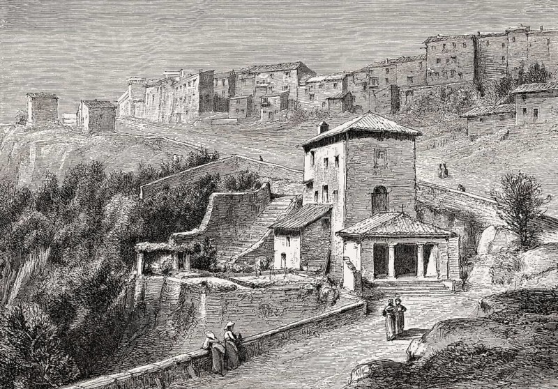 Old view of Marino Laziale, Rome Province, Lazio, Italy, 19th Century