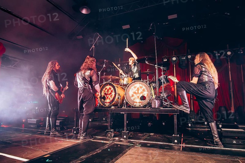 Henrik Sandelin (bassist), Jonas Kungen Jarlsby (guitarist), John Alfredsson (drummer) and Tim Öhrström (guitarist) of the band Avatar live on In The Airwaves Tour in Munich TonHalle on 05.03.2026