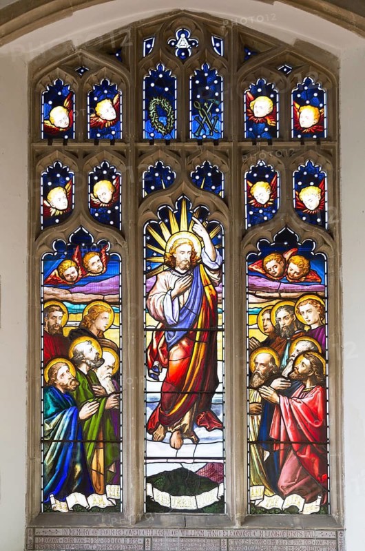 Stained glass window church of Saint John, Saxmundham, Suffolk, England, UK artist Louisa Beresford 1818-91