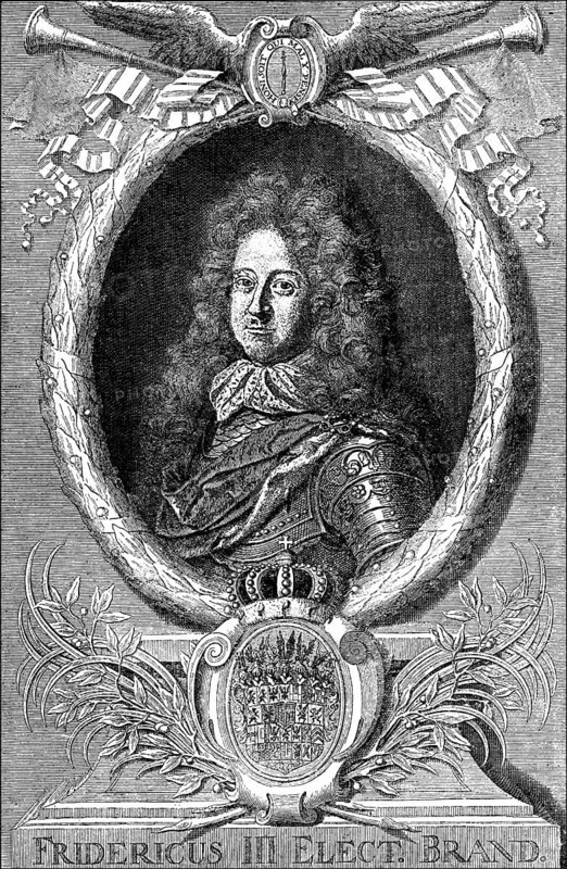 Historische Zeichnung, Portrait von Friedrich I. in Preußen, 1657 - 1713, der erste König in Preußen