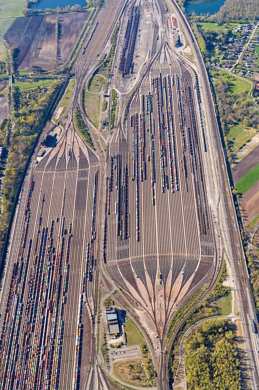 Maschen marshalling yard, aerial view, Lower Saxony, Germany