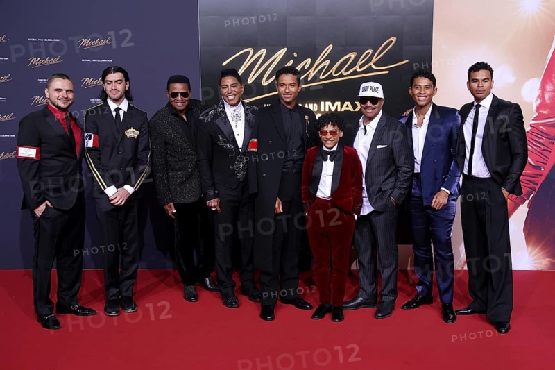 Prince Jackson, Bigi Jackson, Jackie Jackson, Jermaine Jackson, Jaafar Jackson, Juliano Valdi, Marlon Jackson and Guests - Cast and Crew - International Premiere of MICHAEL, Uber Platz, Berlin, 10.4.26