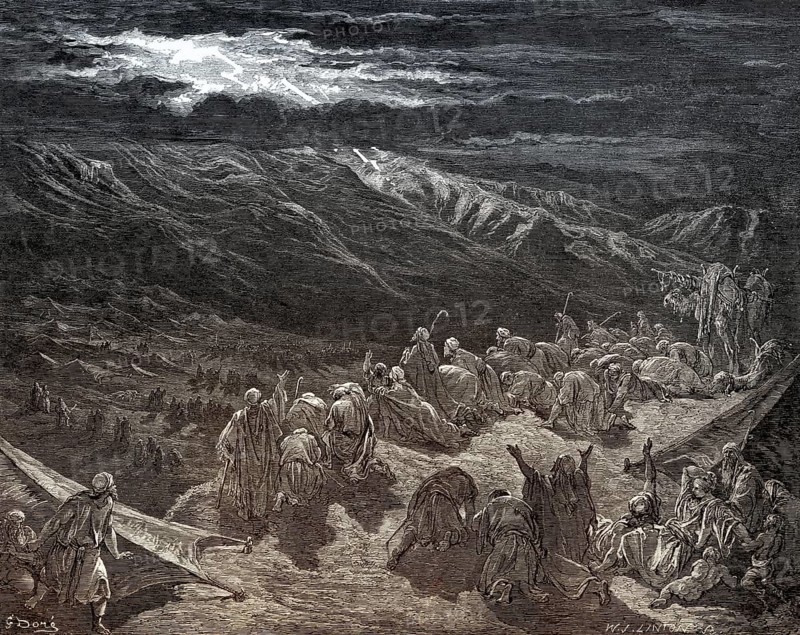 Law given to Moses at Sinai, woodcut by Gustave Doré