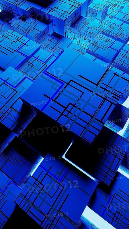 Vibrant abstract background showcases interconnected cubes, representing technology and data in a digital landscape