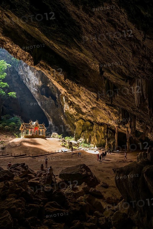 Temple in a stalactite cave, Phraya Nakhon Cave, Khao Sam Roi Yot National Park, Hua Hin, Prachuap Khiri Khan, Thailand