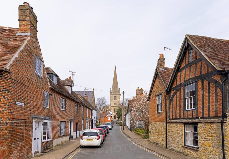 St Peter and St Paul Church, Houses, Church Street, Buckingham, England, Great Britain