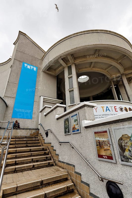 Tate St Ives Art Gallery, staircase, modern architecture, St Ives, Cornwall, England, Great Britain