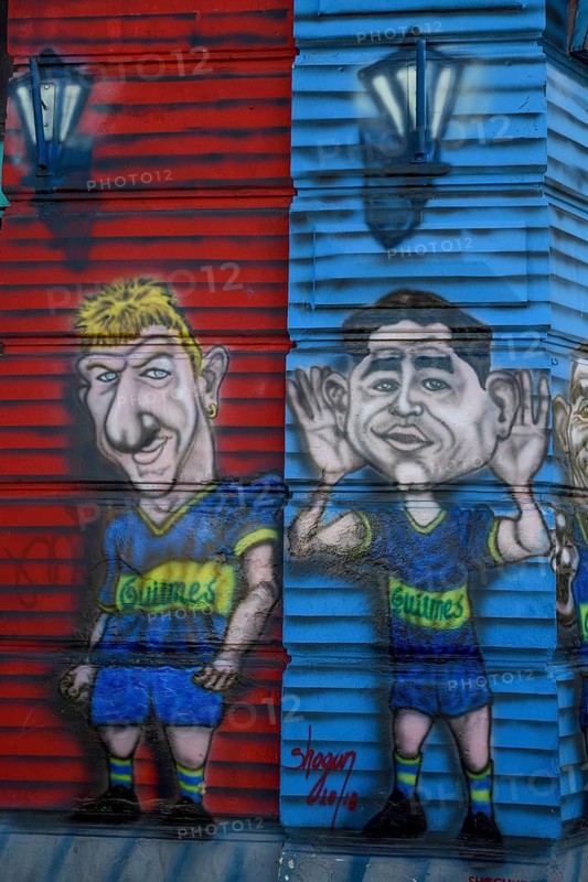 Graffito, Diego Maradona, football, Caminito, La Boca district, Buenos Aires, Argentina
